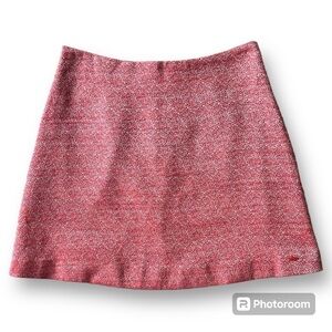 Cop.Copine Publier A-Line Red Pink Mini Skirt Linen Blend Tweed Sz 38 (M)
